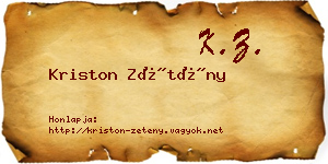 Kriston Zétény névjegykártya